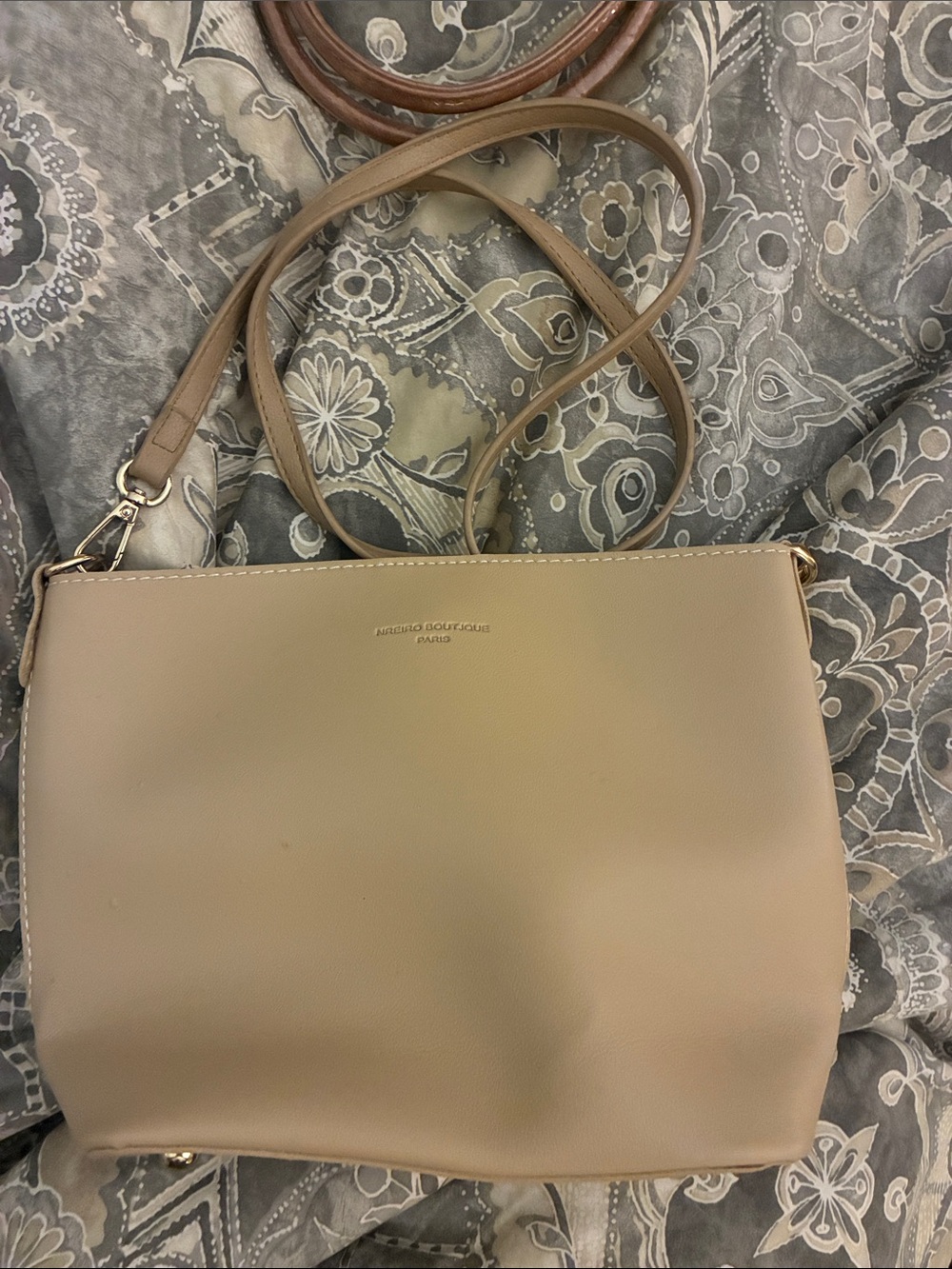 Neutral Taupe Crossbody Bag with‎ Adjustable Strap